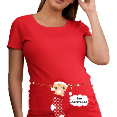 Tshirt Premaman natalizia Sto arrivando - calcio - idea regalo