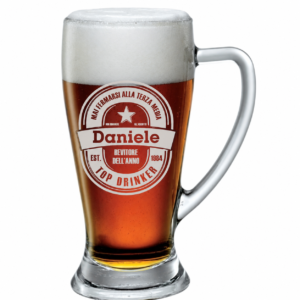 Boccale da birra con incisione personalizzabile con nome - mai fermarsi alla terza media - bicchiere in vetro 38 cl