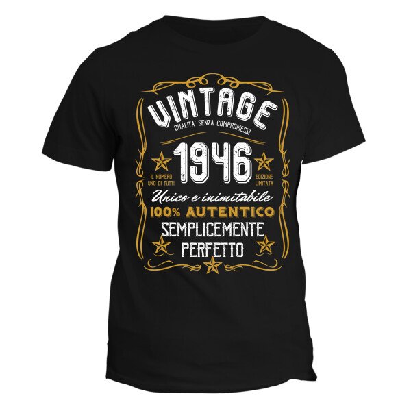 Maglietta Uomo Idea Regalo Compleanno Anno Personalizzabile Festa 80 anni Vintage Qualità Senza Compromessi Numero Unico e Inimitabile