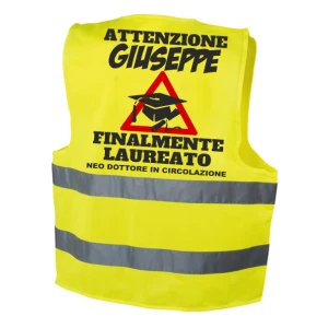 Gilet festa di laurea - attenzione personalizzato con nome finalmente laureato