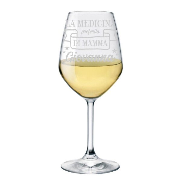 Calice Mamma Personalizzabile Calice da Vino Festa della mamma Regalo Mamma 50 cl La medicina preferita di Mamma