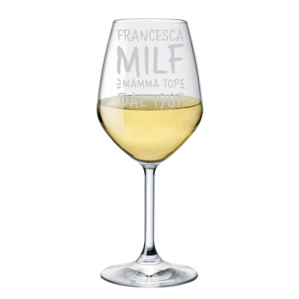 Calice Mamma Personalizzabile Calice da Vino Festa della mamma Regalo Mamma 50 cl Milf Mamma Top