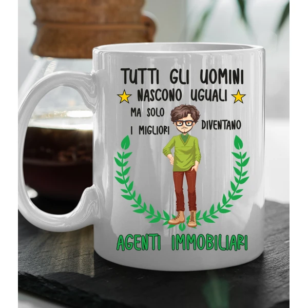 Tazza Agente Immobiliare divertente Mestieri Tutti gli uomini nascono uguali, ma solo i migliori diventano agenti immobiliari tazza mug divertente mestieri