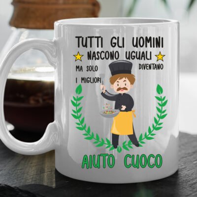 Tazza Aiuto Cuoco divertente Mestieri Tutti gli uomini nascono uguali, ma solo i migliori diventano aiuto cuoco tazza mug divertente mestieri