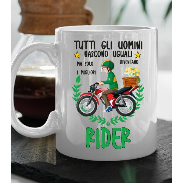 Tazza Rider divertente Mestieri Tutti gli uomini nascono uguali, ma solo i migliori diventano rider tazza mug divertente mestieri