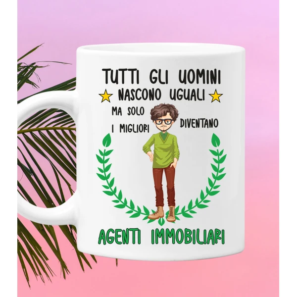 Tazza Agente Immobiliare divertente Mestieri Tutti gli uomini nascono uguali, ma solo i migliori diventano agenti immobiliari tazza mug divertente mestieri - immagine 2