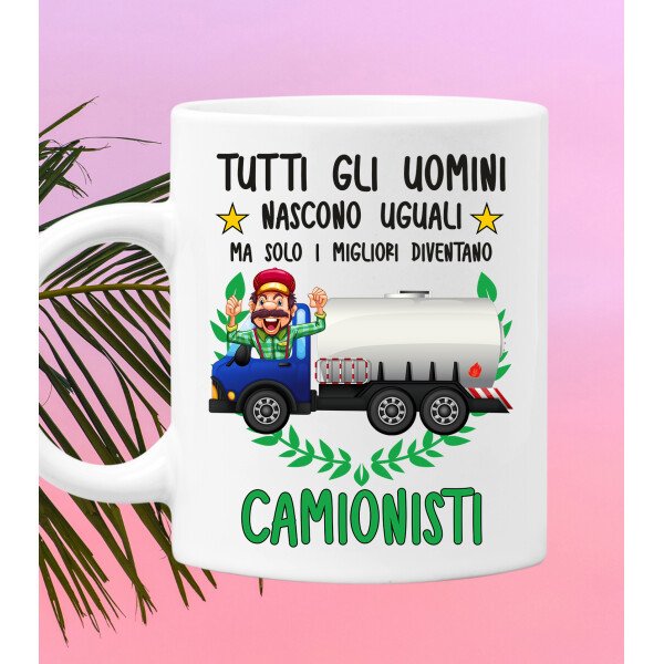 Tazza Camionista divertente Mestieri Tutti gli uomini nascono uguali, ma solo i migliori diventano camionisti tazza mug divertente mestieri - immagine 2