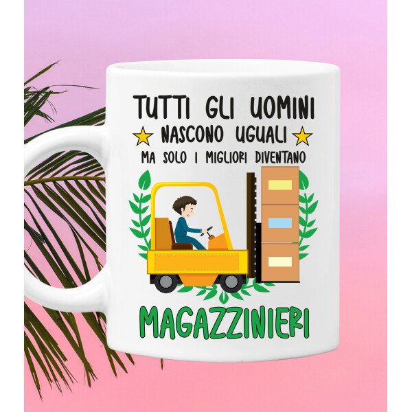 Tazza Magazziniere divertente Mestieri Tutti gli uomini nascono uguali, ma solo i migliori diventano magazzinieri tazza mug divertente mestieri - immagine 2