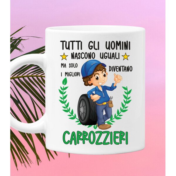 Tazza Carrozziere divertente Mestieri Tutti gli uomini nascono uguali, ma solo i migliori diventano carrozzieri tazza mug divertente mestieri - immagine 2