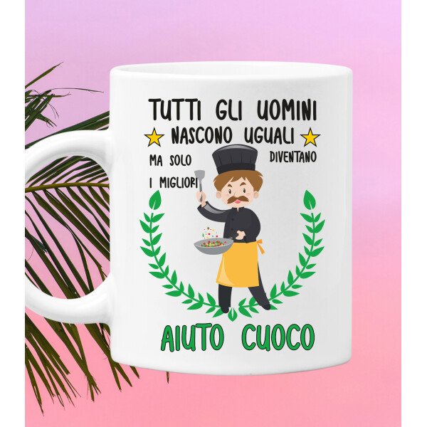 Tazza Aiuto Cuoco divertente Mestieri Tutti gli uomini nascono uguali, ma solo i migliori diventano aiuto cuoco tazza mug divertente mestieri - immagine 2