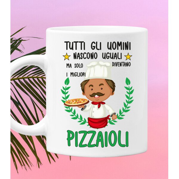 Tazza Pizzaiolo divertente Mestieri Tutti gli uomini nascono uguali, ma solo i migliori diventano pizzaioli tazza mug divertente mestieri - immagine 2