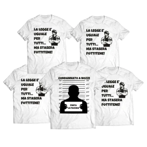 Pacchetto Magliette Addio al Celibato T-Shirt Addio al Celibato Condannato a nozze finita la pacchia