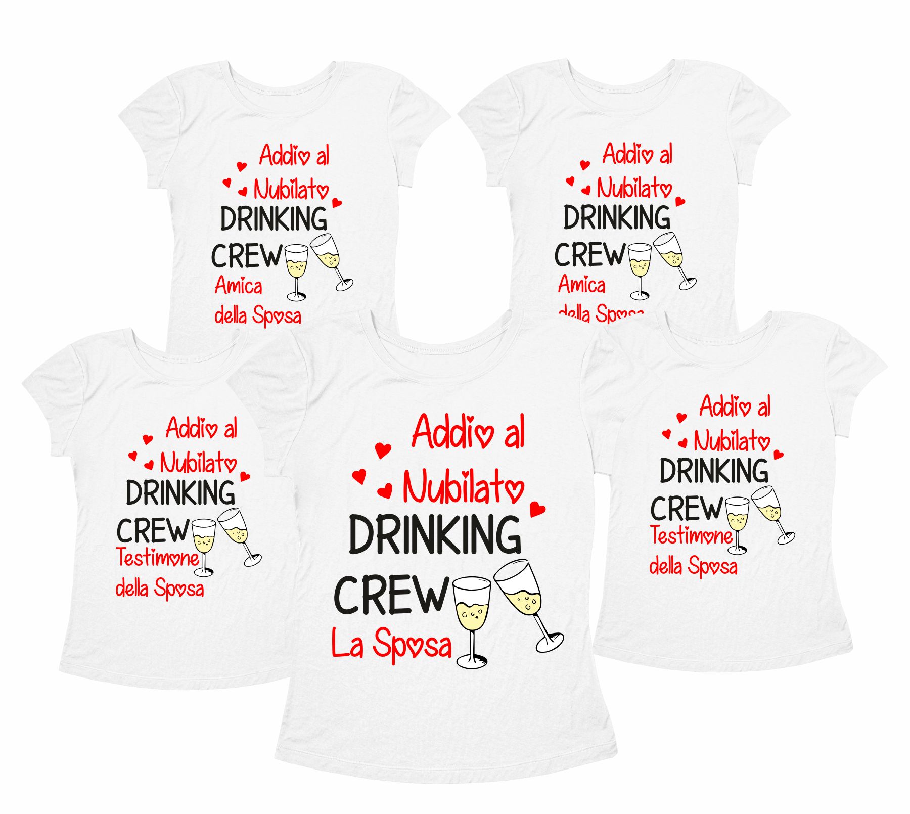 Pacchetto Magliette T-Shirt Addio al Nubilato Drinking Crew Sposa Amica  Testimone Gadget Addio al Nubilato - ColorFamily
