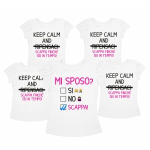 Pacchetto Magliette T-Shirt Addio al Nubilato Scappa finchè sei in tempo Sposa Amica Testimone Gadget Addio al Nubilato