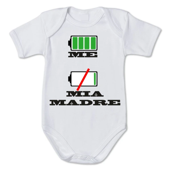 Body Neonato Carica batteria - me, mia madre - body simpatico e divertente - pagliaccetto in cotone - idea regalo