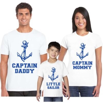 Set t-shirt coordinate famiglia 3 pezzi tema marinaresco