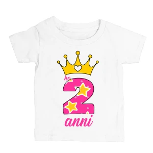 T-Shirt Maglietta Compleanno Bambina 2 anni Ho 2 anni Principessa Buon Compleanno Regalo Compleanno