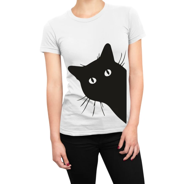 Tshirt gatto donna gatto che sbuca - maglietta divertente donna - cat