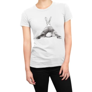 Tshirt coniglio donna codetta pon pon - maglietta divertente donna - bunny