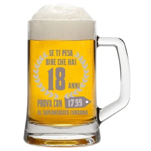 Boccale Compleanno 18 20 30 40 50 60 70 anni con incisione compleanno - capienza 50 cl