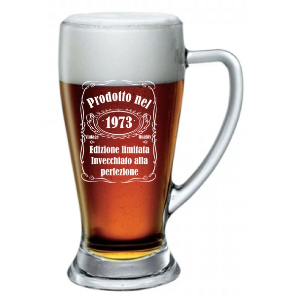Boccale da Birra incisione Compleanno 1973 - prodotto nel 1973 invecchiato alla perfezione - idea regalo compleanno - ca 38 cl - immagine 2