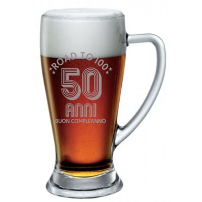 Boccale da birra con incisione 50 anni - buon compleanno - bicchiere in vetro 38 cl