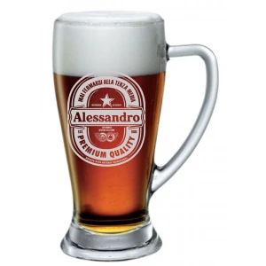 Boccale da birra con incisione personalizzabile con nome - mai fermarsi alla terza media - bicchiere in vetro 38 cl