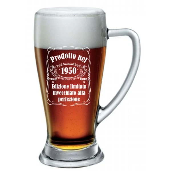 Boccale da Birra incisione Compleanno 1950 - prodotto nel 1950 invecchiato alla perfezione - idea regalo compleanno - ca 38 cl - immagine 2
