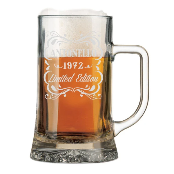 Boccale da Birra PERSONALIZZATO 50 cl inciso con Nome Frasi Anno Anni Compleanno Idea Regalo PERSONALIZZABILE Papà Nonno Zio Padrino Natale SanValentino