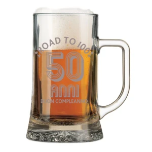Boccale da birra con incisione 50 anni - buon compleanno - bicchiere in vetro 50 cl