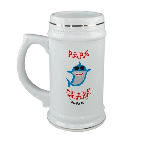 Boccale da Birra Festa del Papà Papà Shark - Papà squalo - happy father's day - idea regalo - Capienza 50 CL