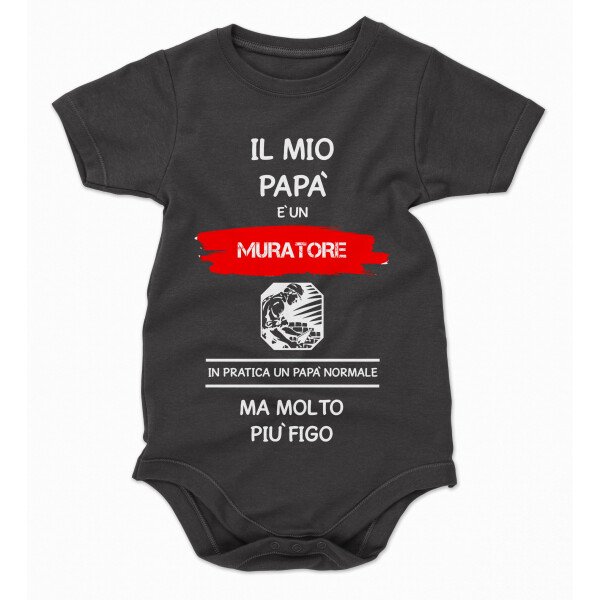 Body da neonato Il mio papà è un muratore in pratica un papà normale ma molto più figo - body simpatici e divertenti - sport - idea regalo