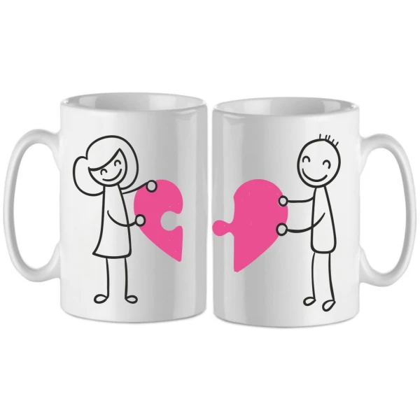 Tazza Mug Doppia San Valentino - cuore puzzle - love - idea regalo
