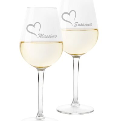 Coppia Calici Personalizzati Set da 2 calici vino personalizzati con nome Innamorati - bicchiere in vetro 500 ml