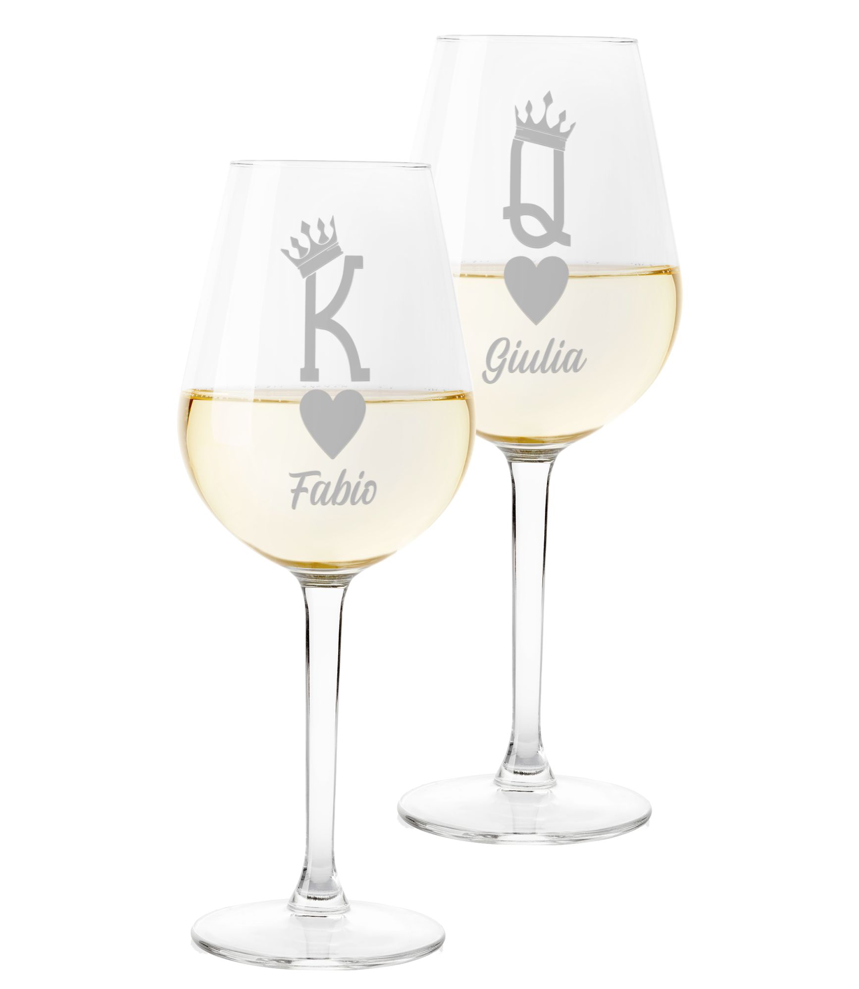 Coppia Calici Personalizzati Set da 2 calici vino personalizzati con nome  Innamorati - bicchiere in vetro 500 ml - ColorFamily