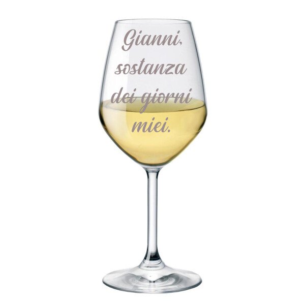 Calice da Vino Incisione SanValentino Regalo Fidanzati Innamorati PERSONALIZZA CON NOME Sostanza dei giorni miei - Calice in Vetro 500 ml - immagine 2