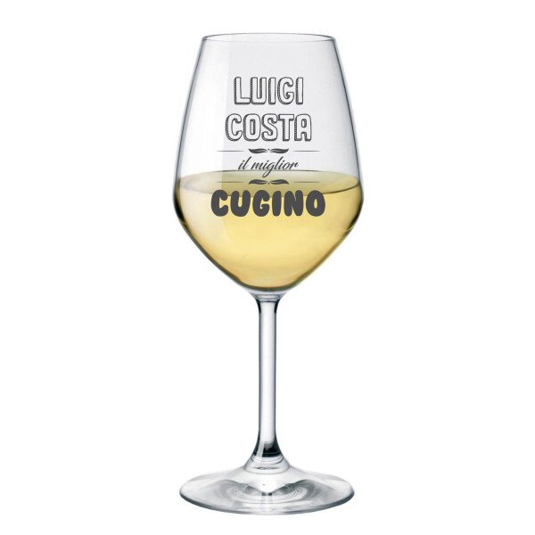 Calice in vetro personalizzato cugino (nome) il miglior cugino dal (anno) - con incisione - ca 500ml