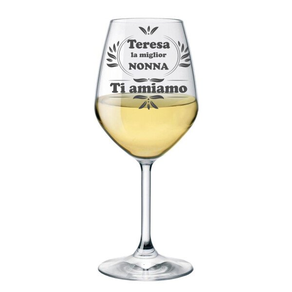 Calice in vetro personalizzato nonna (nome) la miglior nonna dell'anno - con incisione - ca 500ml