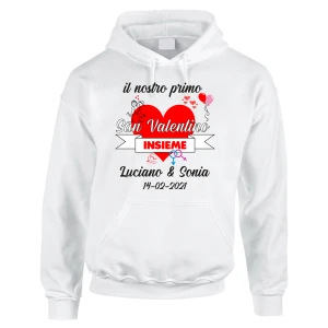 Felpa PERSONALIZZABILE SanValentino Regalo Fidanzati Innamorati Divertenti il nostro primo SanValentino insieme