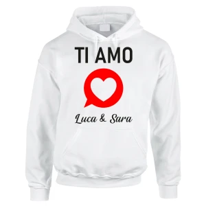 Felpa PERSONALIZZABILE SanValentino Regalo Fidanzati Innamorati Divertenti icon Ti amo