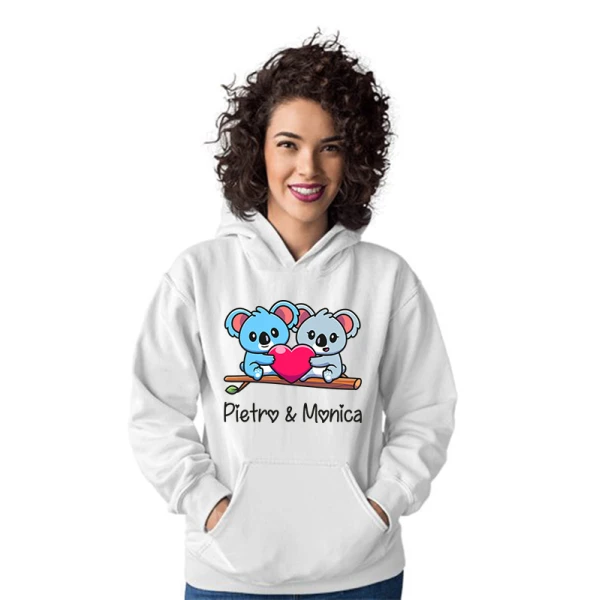 Felpa PERSONALIZZABILE SanValentino Regalo Fidanzati Innamorati Divertenti Couple Koala