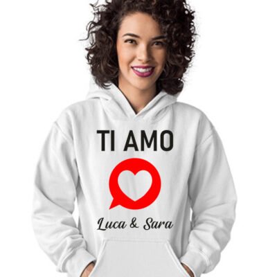 Felpa PERSONALIZZABILE SanValentino Regalo Fidanzati Innamorati Divertenti icon Ti amo