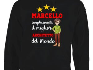 Felpa con cappuccio regalo per architetto personalizzabile con nome e dedica semplicemente il migliore al mondo