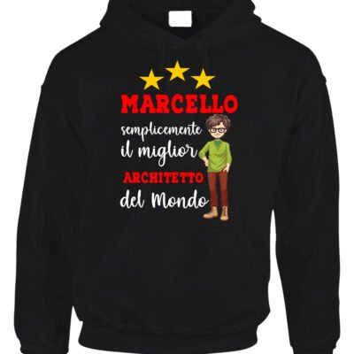 Felpa con cappuccio regalo per architetto personalizzabile con nome e dedica semplicemente il migliore al mondo
