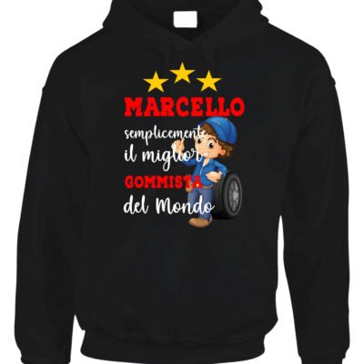 Felpa con cappuccio regalo per gommista personalizzabile con nome e dedica semplicemente il migliore al mondo