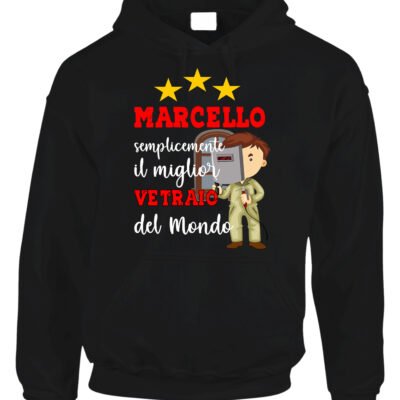 Felpa con cappuccio regalo per vetraio personalizzabile con nome e dedica semplicemente il migliore al mondo