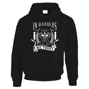 Felpa Parrucchiere Uomo divertente In barbers we trust Regalo barbiere