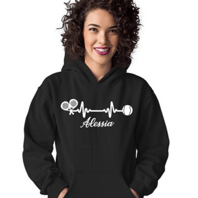 Felpa cappuccio donna Personalizzabile divertente Padel felpa Personalizzata Padel elettrocardiogramma egc (inserisci nome)