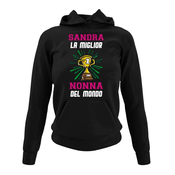Felpa con cappuccio Nonna divertente maglietta festa dei nonni PERSONALIZZABILE (nome della nonna) La miglior nonna del mondo - idea regalo nonna