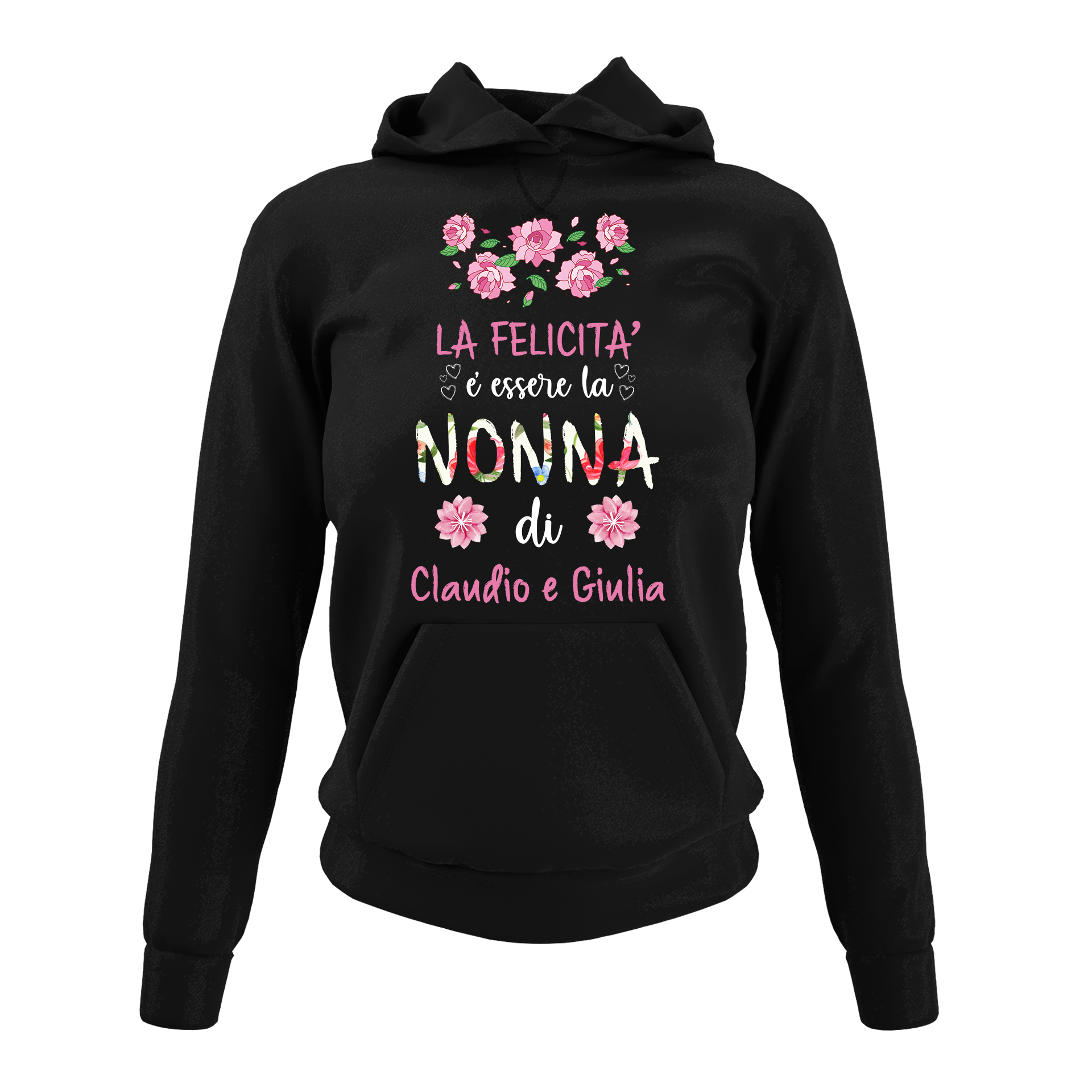 Tshirt Nonna divertente maglietta festa dei nonni PERSONALIZZABILE La  felicità è essere la nonna di (nomi dei nipoti) - idea regalo nonna -  ColorFamily